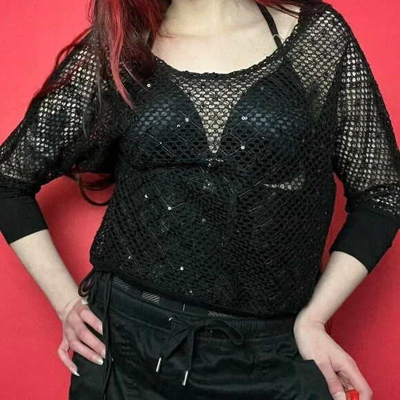 Fashion fair / Sparkly sheer mid sleeve sweater 🖤​​​ - Picture 7 of 7